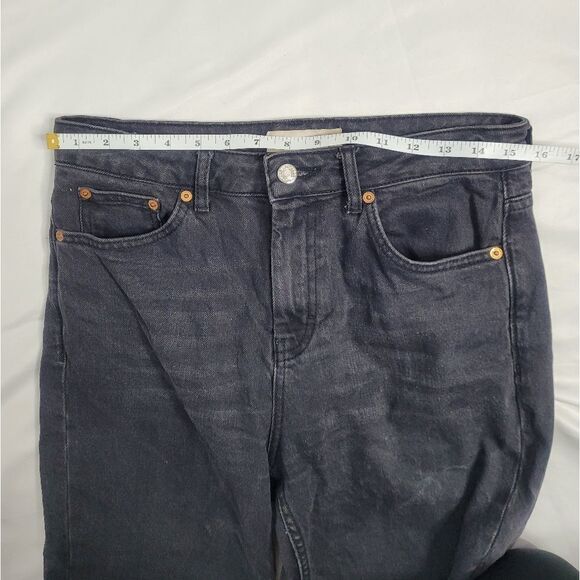 ASOS jeans black straight leg raw hem high waisted ankle 30 - Picture 7 of 10